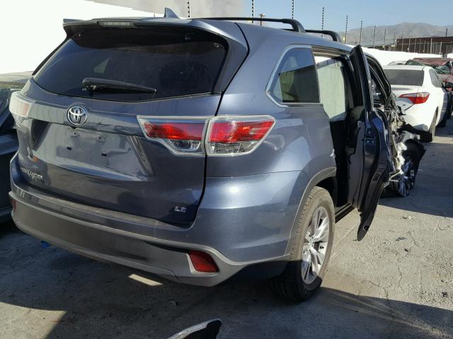 5TDZKRFH1GS158759 - 2016 TOYOTA HIGHLANDER BLUE photo 4