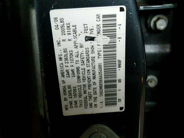 1HGCM66566A054981 - 2006 HONDA ACCORD EX BLUE photo 10