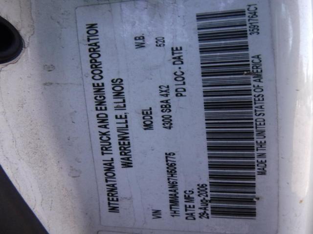 1HTMMAAN67H506775 - 2007 INTERNATIONAL 4000 4300 WHITE photo 10
