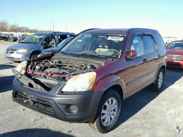 JHLRD78835C046090 - 2005 HONDA CR-V EX BURGUNDY photo 2