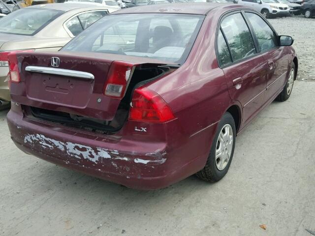 2HGES16502H580861 - 2002 HONDA CIVIC LX PURPLE photo 4