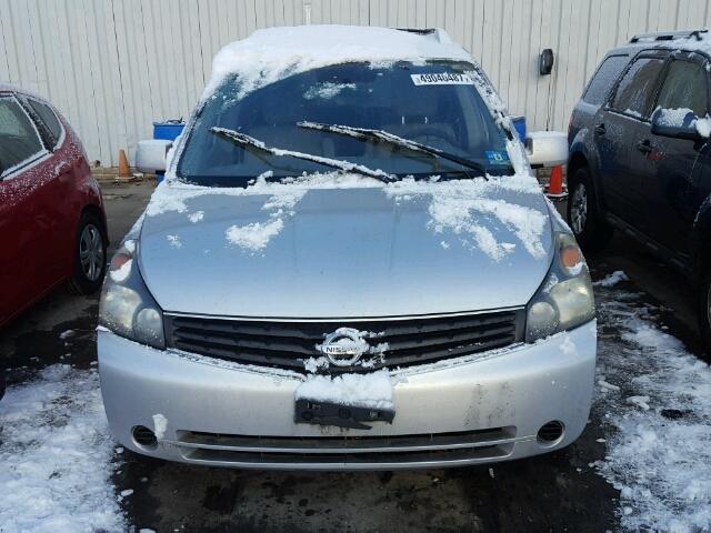 5N1BV28U97N124886 - 2007 NISSAN QUEST S SILVER photo 9