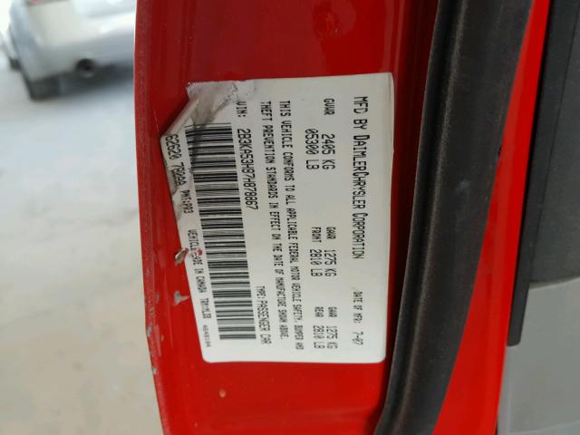 2B3KA53H87H878867 - 2007 DODGE CHARGER R/ RED photo 10