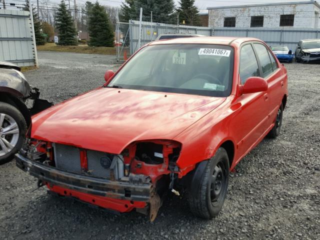 KMHCG45C64U564555 - 2004 HYUNDAI ACCENT GL RED photo 2