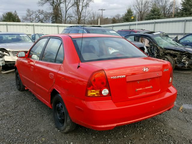 KMHCG45C64U564555 - 2004 HYUNDAI ACCENT GL RED photo 3