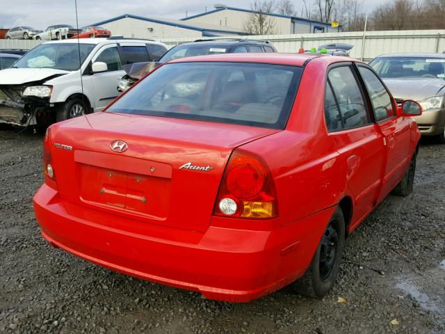 KMHCG45C64U564555 - 2004 HYUNDAI ACCENT GL RED photo 4