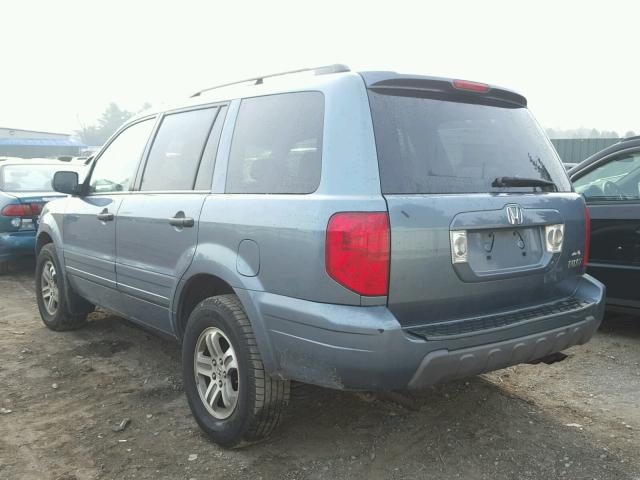 5FNYF18645B024827 - 2005 HONDA PILOT EXL BLUE photo 3