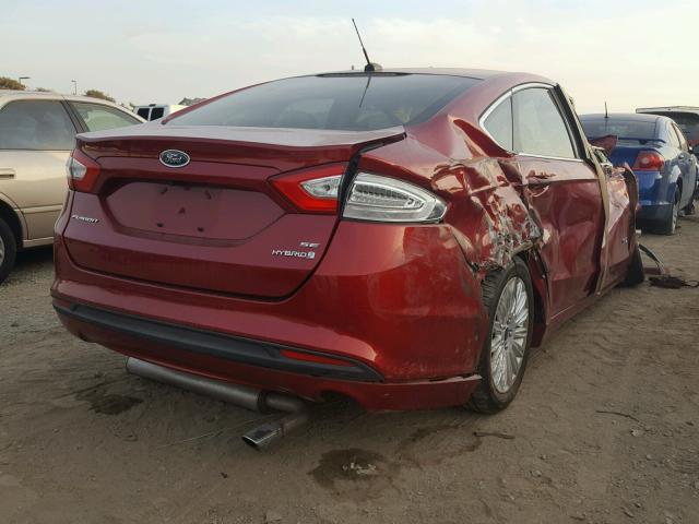 3FA6P0LU9GR342695 - 2016 FORD FUSION SE RED photo 4