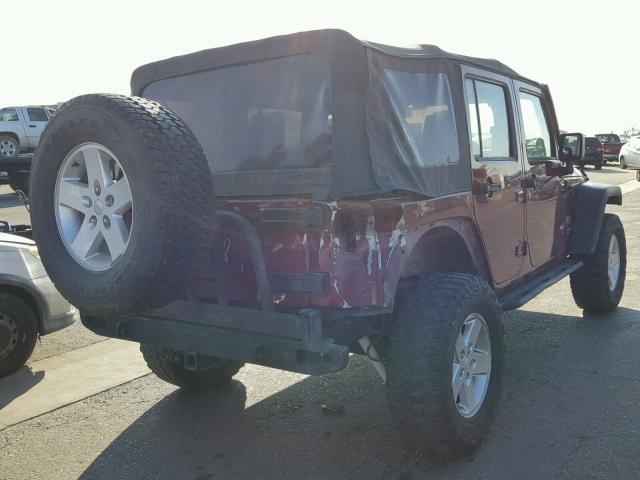 1J4GA39137L231535 - 2007 JEEP WRANGLER X BURGUNDY photo 4