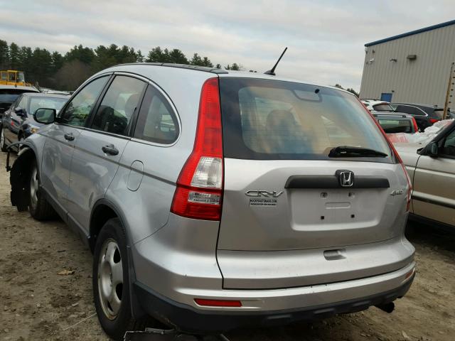 JHLRE4H35AC005499 - 2010 HONDA CR-V LX SILVER photo 3