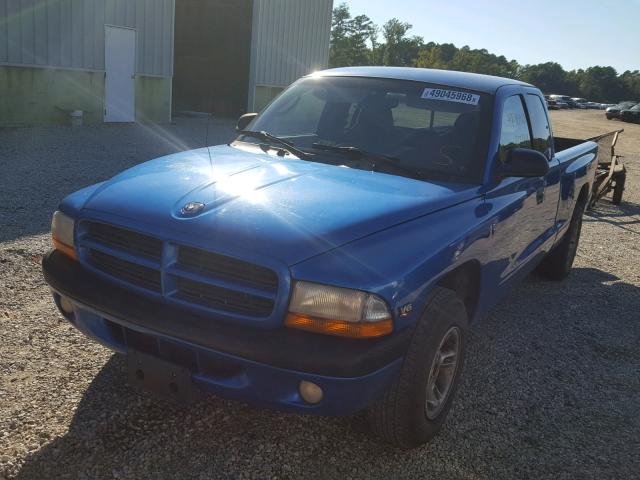 1B7GL22X1YS537438 - 2000 DODGE DAKOTA BLUE photo 2