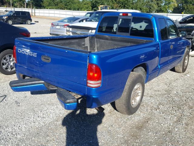 1B7GL22X1YS537438 - 2000 DODGE DAKOTA BLUE photo 4