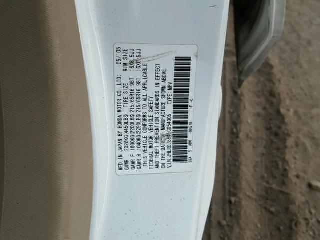 JHLRD78845C054005 - 2005 HONDA CR-V EX WHITE photo 10