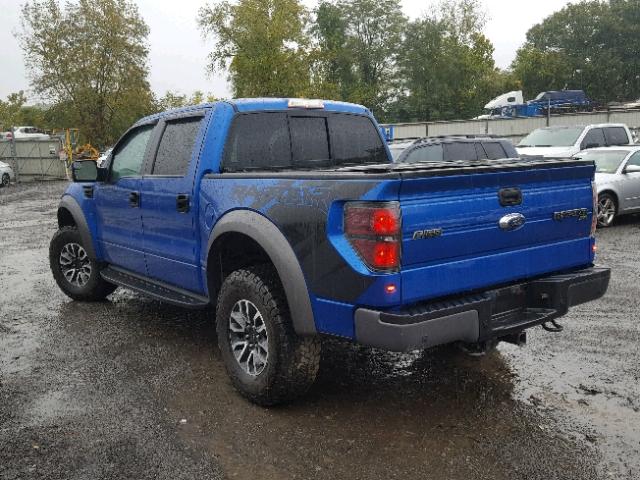 1FTFW1R64DFA07543 - 2013 FORD F150 SVT R BLUE photo 3