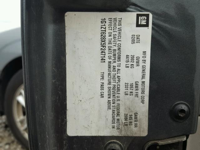 1G1ZT628X5F247141 - 2005 CHEVROLET MALIBU MAX ნაცრისფერი ფოტო 10