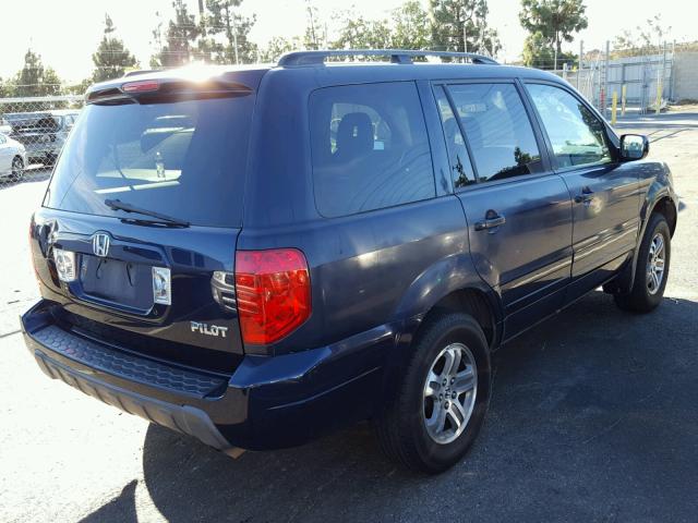 2HKYF18514H534382 - 2004 HONDA PILOT EXL BLUE photo 4