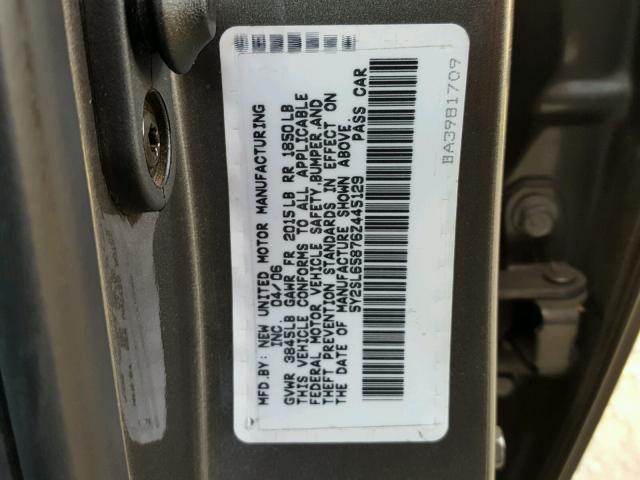 5Y2SL65876Z445129 - 2006 PONTIAC VIBE GRAY photo 10