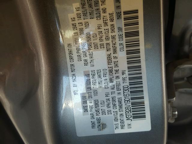 JM3TB28V190167300 - 2009 MAZDA CX-9 GRAY photo 10