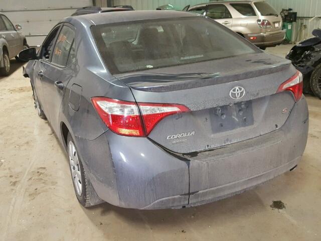 2T1BURHE0EC000465 - 2014 TOYOTA COROLLA L GRAY photo 3