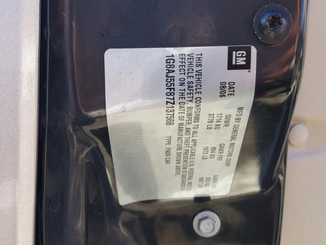 1G8AJ55F87Z137568 - 2007 SATURN ION LEVEL GOLD photo 10