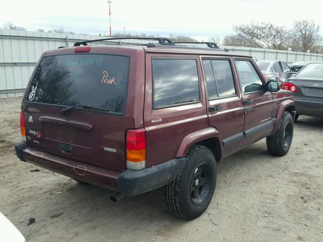 1J4FF48S4YL192775 - 2000 JEEP CHEROKEE S MAROON photo 4