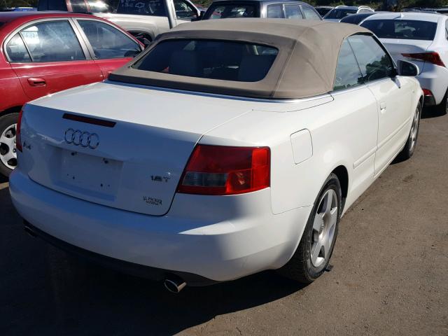 WAUAC48H25K015833 - 2005 AUDI A4 1.8 CAB WHITE photo 4