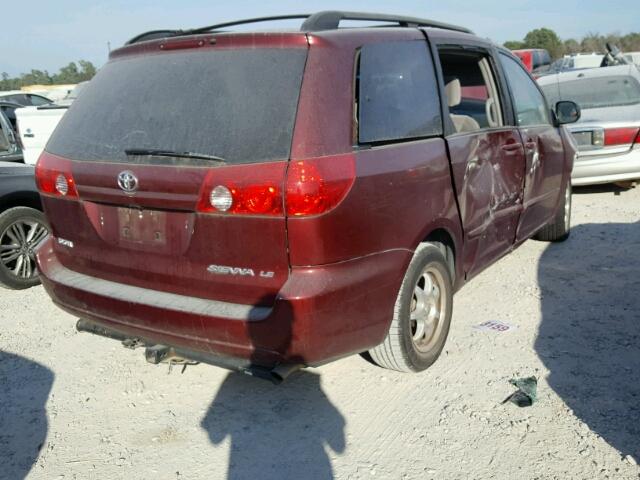 5TDZK23C68S148844 - 2008 TOYOTA SIENNA CE MAROON photo 4