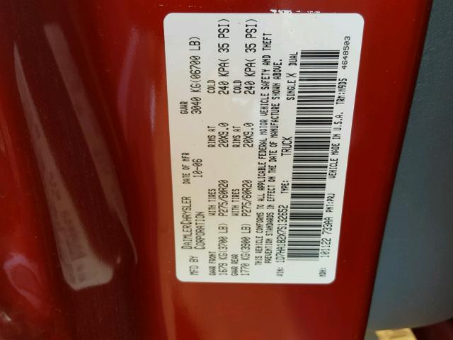 1D7HA182X7S132652 - 2007 DODGE RAM 1500 S RED photo 10