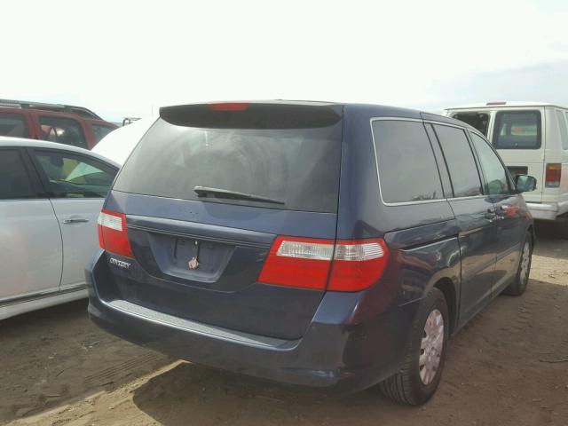 5FNRL38256B102572 - 2006 HONDA ODYSSEY LX BLUE photo 4