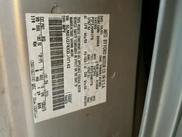 5LMEU27RX2LJ07142 - 2002 LINCOLN NAVIGATOR ოქროსფერი ფოტო 10