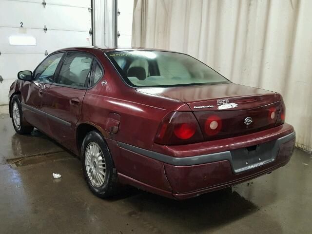 2G1WF55K229191616 - 2002 CHEVROLET IMPALA MAROON photo 3