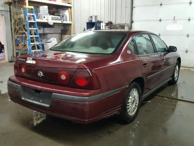 2G1WF55K229191616 - 2002 CHEVROLET IMPALA MAROON photo 4