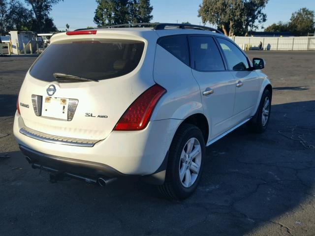 JN8AZ08W17W622802 - 2007 NISSAN MURANO SL WHITE photo 4