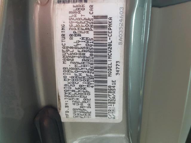 4T1BF28K0XU085915 - 1999 TOYOTA CAMRY LE BROWN photo 10