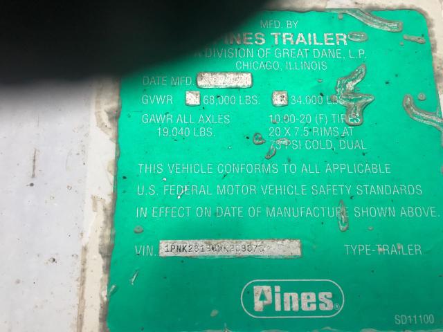 1PNK281B8WK209878 - 1998 PINES TRAILER UNKNOWN - NOT OK FOR INV. photo 10