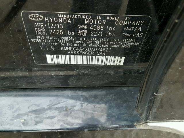 KMHEC4A4XDA074821 - 2013 HYUNDAI SONATA HYB BLACK photo 10