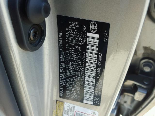 4T1BE30KX5U597005 - 2005 TOYOTA CAMRY LE 绿色 照片 10