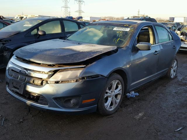 3FAHP0HG4CR138456 - 2012 FORD FUSION SE BLUE photo 2