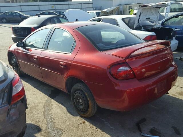 1B3ES56C85D207980 - 2005 DODGE NEON SXT RED photo 3