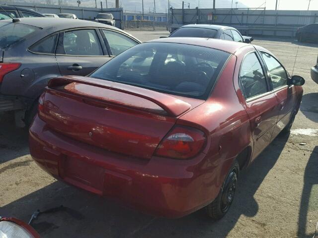 1B3ES56C85D207980 - 2005 DODGE NEON SXT RED photo 4