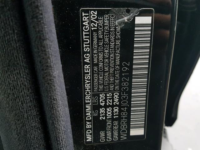 WDBRH84J03F382192 - 2003 MERCEDES-BENZ C 320 4MAT BLACK photo 10