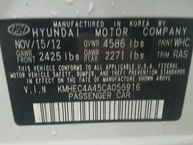 KMHEC4A45CA055916 - 2012 HYUNDAI SONATA HYB თეთრი ფოტო 10