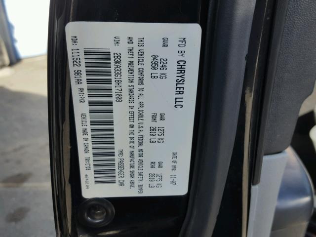 2B3KA33G18H171008 - 2008 DODGE CHARGER SX BLACK photo 10