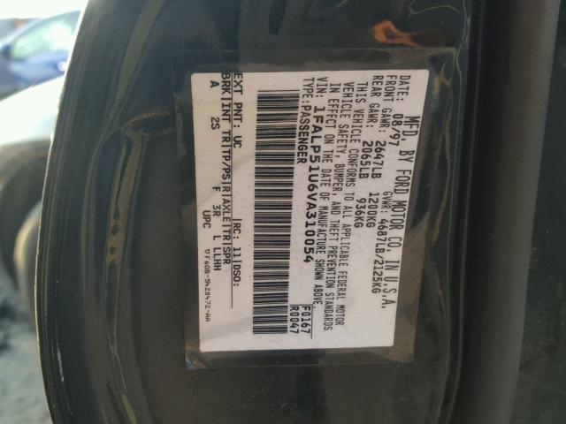 1FALP51U6VA310054 - 1997 FORD TAURUS G BLACK photo 10