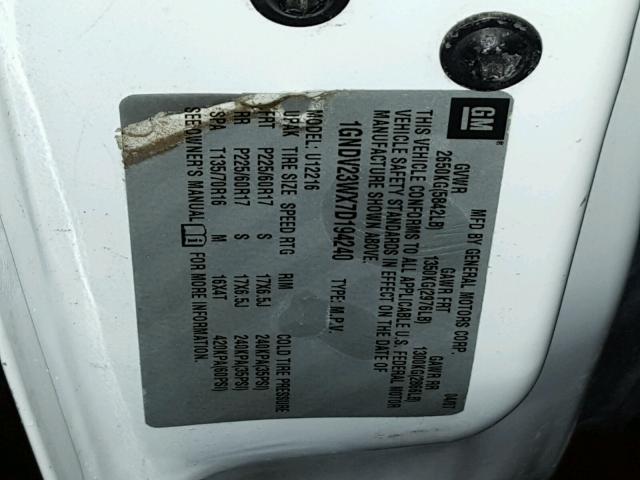 1GNDV23WX7D194240 - 2007 CHEVROLET UPLANDER L 白色 照片 10