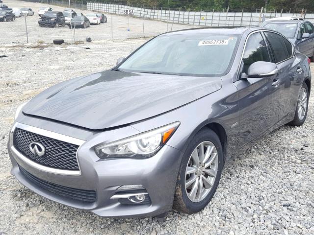 JN1AV7AP4EM691594 - 2014 INFINITI Q50 HYBRID GRAY photo 2