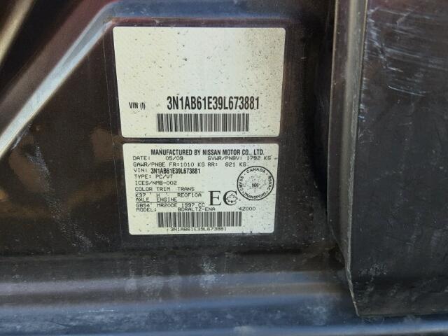 3N1AB61E39L673881 - 2009 NISSAN SENTRA 2.0 BROWN photo 10