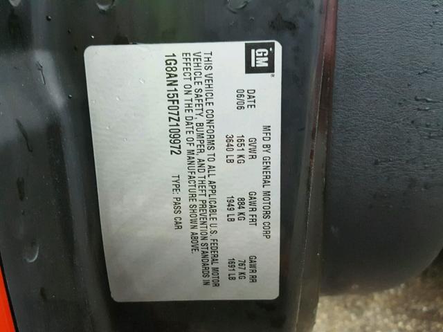 1G8AN15F07Z109972 - 2007 SATURN ION LEVEL RED photo 10