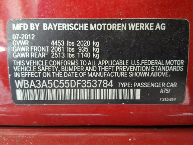 WBA3A5C55DF353784 - 2013 BMW 328 I RED photo 10