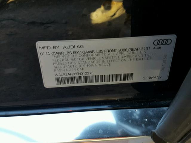 WAUR2AFD8EN012275 - 2014 AUDI A8 L QUATT BLACK photo 10